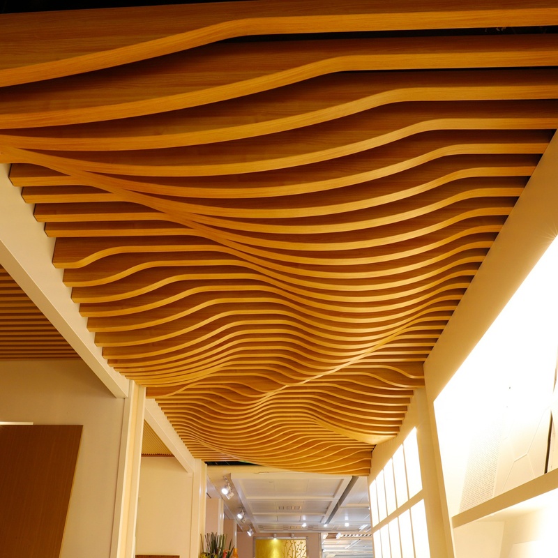 Custom Aluminum Fireproof stretch Wave Baffle Ceiling Tile For interior Wall and roof Decoration