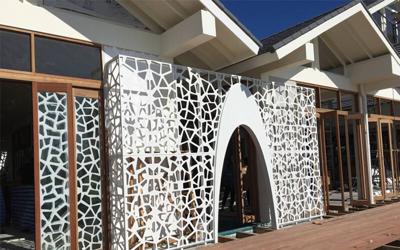 Aluminum screen for a new hotel project in newly developed island in Maldives